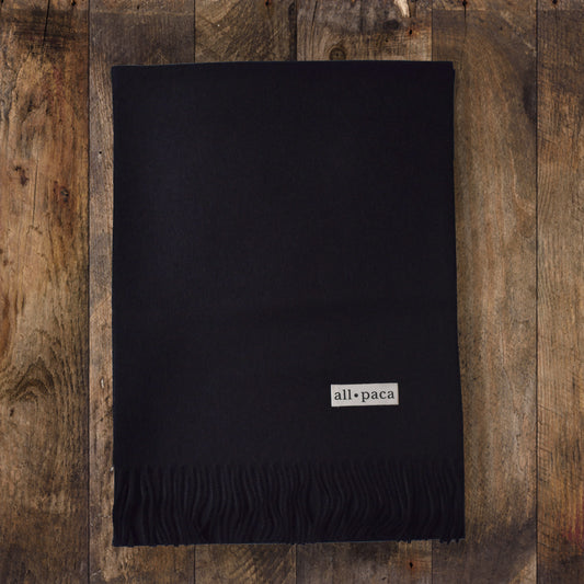 Scarf 100% Baby Alpaca Black